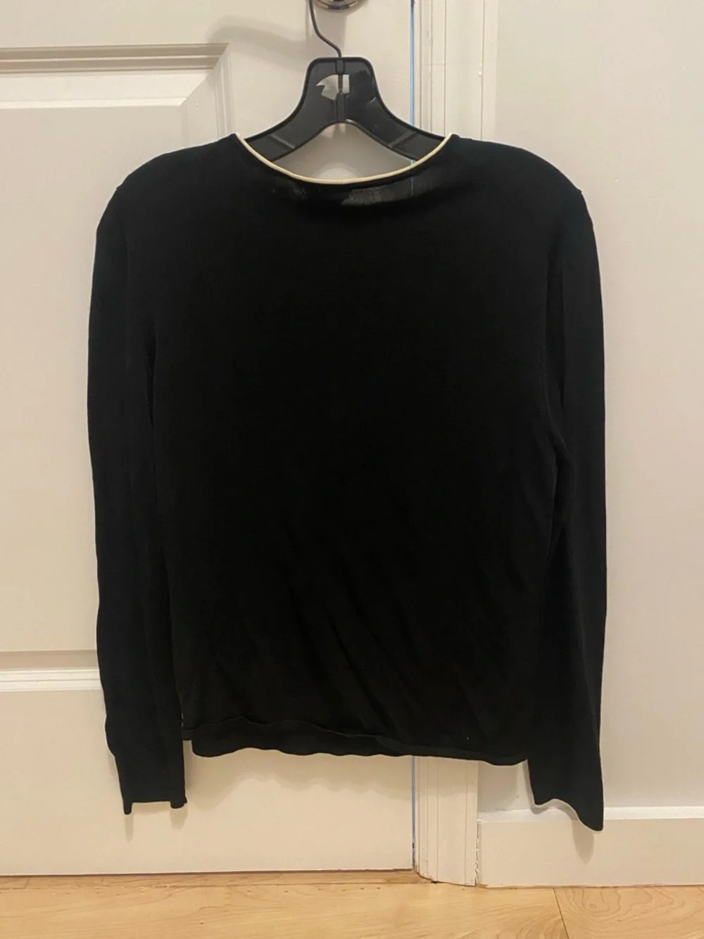 Anne Klein Black Two-Piece Knit Shell & Cardigan Set with Contrast Trim Size L